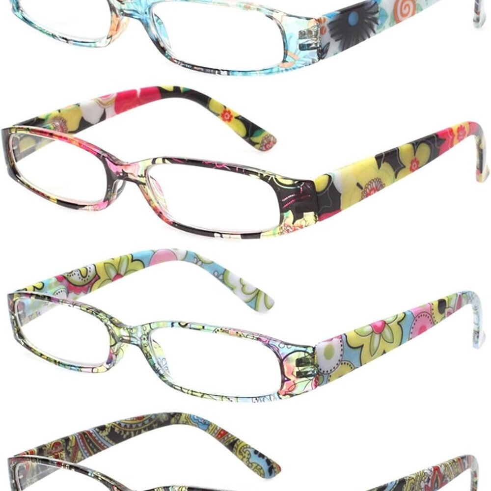 Women's Reading Glasses 4 Pairs Ladies Fashion Spring Hinge Readers